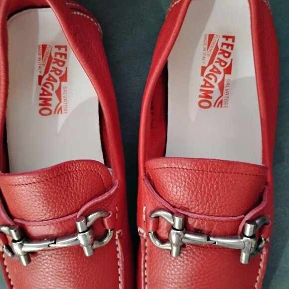 LEATHER SLIP ON SHOE LOAFERS -12- FERRAGAMO RED-FERRAGAMO SALVATORE MS 46472 EE - Picture 6 of 10